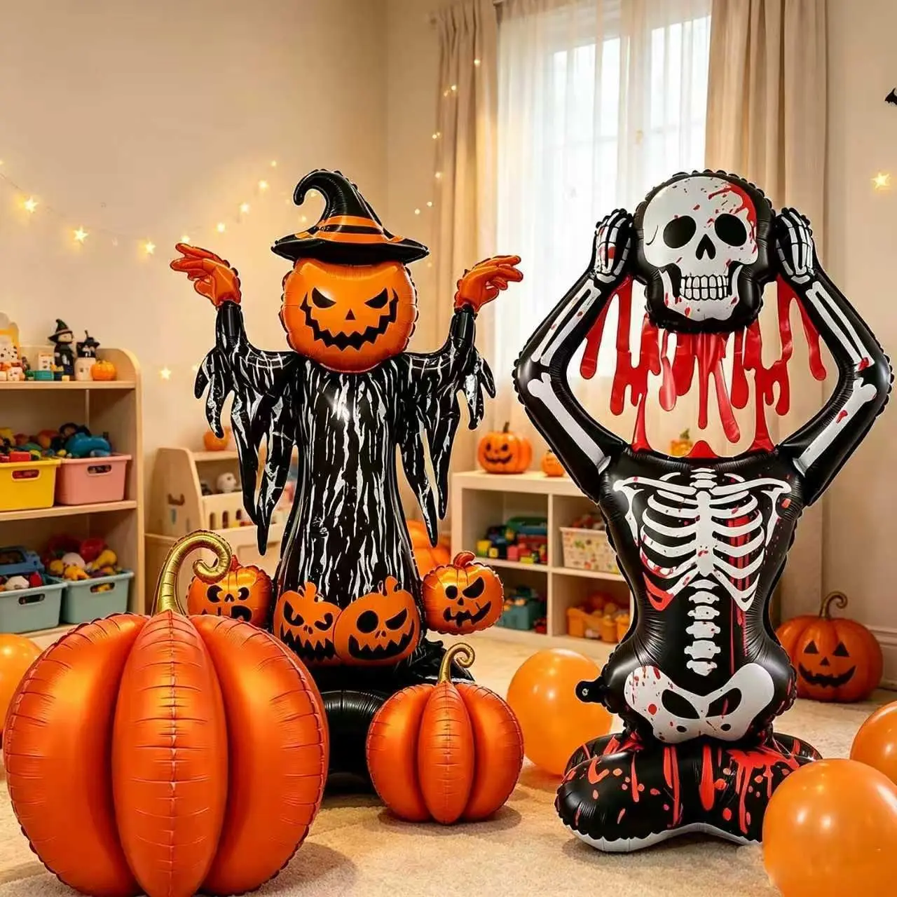 Halloween Aluminum Foil Balloons, Pumpkin Ghost, Blood Skull, Giant Pumpkin, Perfect for Party Decorations, Bar, Mall, Window Display