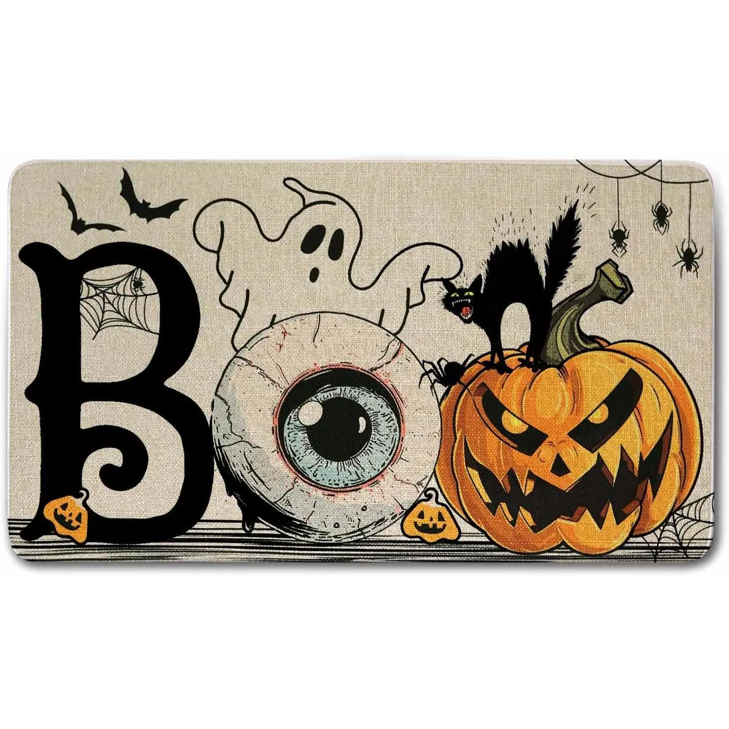 Fall Pumpkin Doormat, Autumn Home Decor Entry Door mat, Pumpkin Doormat, Low Profile Entry, Non-Slip Farmhouse Mat, Outdoor Welcome Mat