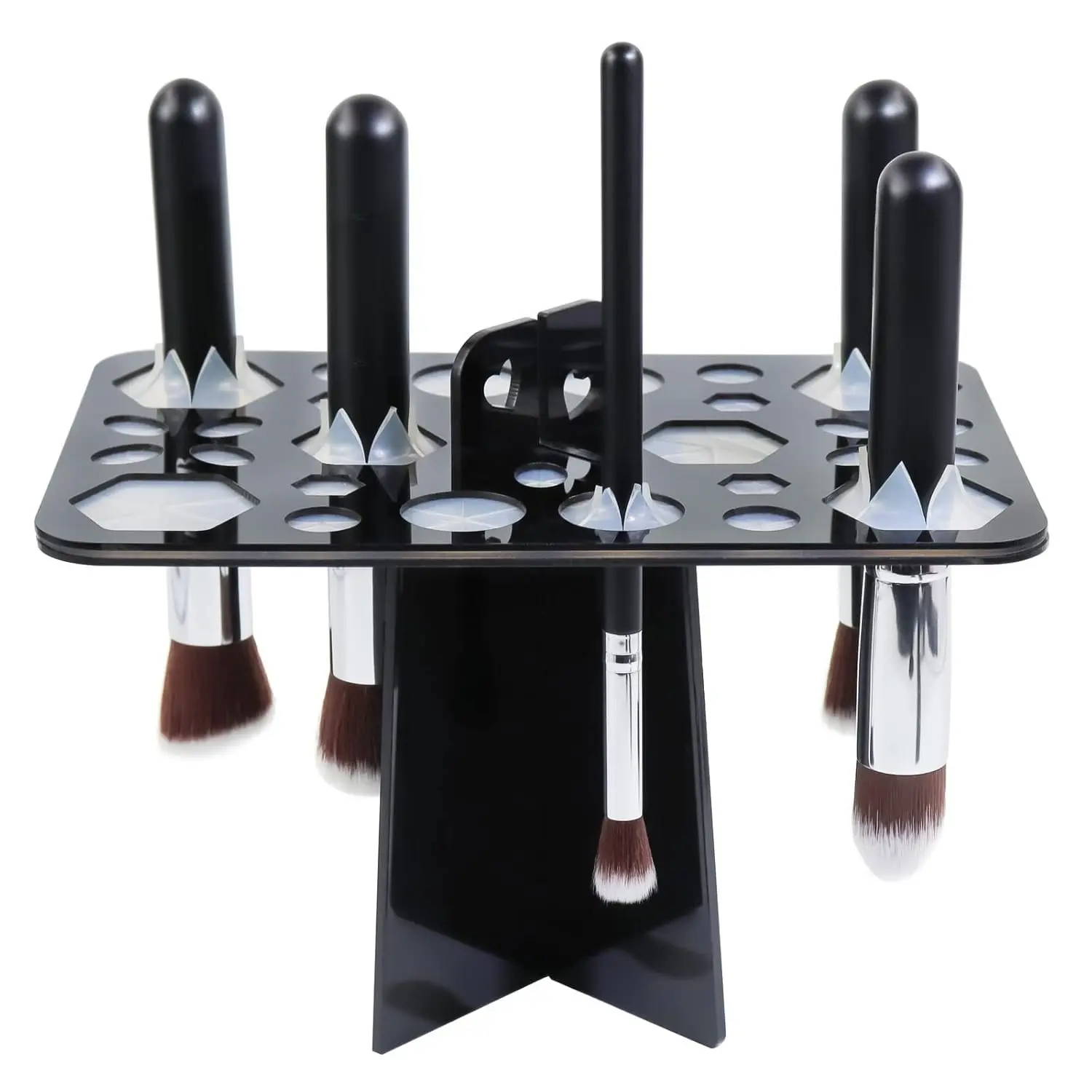 Make up Brush Drying Rack, Collapsible Makeup Brush Holder 28 Holes Makeup Brush Dryer Stand - Black