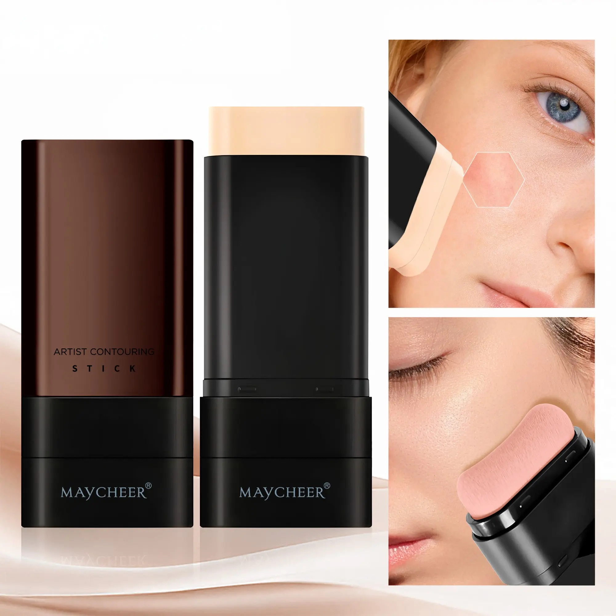 2-In-1 Waterproof Concealer Foundation Stick, Dual-Ended with Brush, Lightweight Moisturizing, Hydrating, Buildable Makeup Coverage, Long-Lasting, Natural Finish, All Skin Types