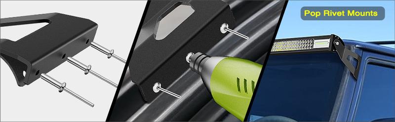 Nilight 52 Inch Curved Light Bar Bracket at Upper Windshield Roof Cab for 1984-2001 Jeep Cherokee XJ & 1986-1992 Comanche MJ (Pair)