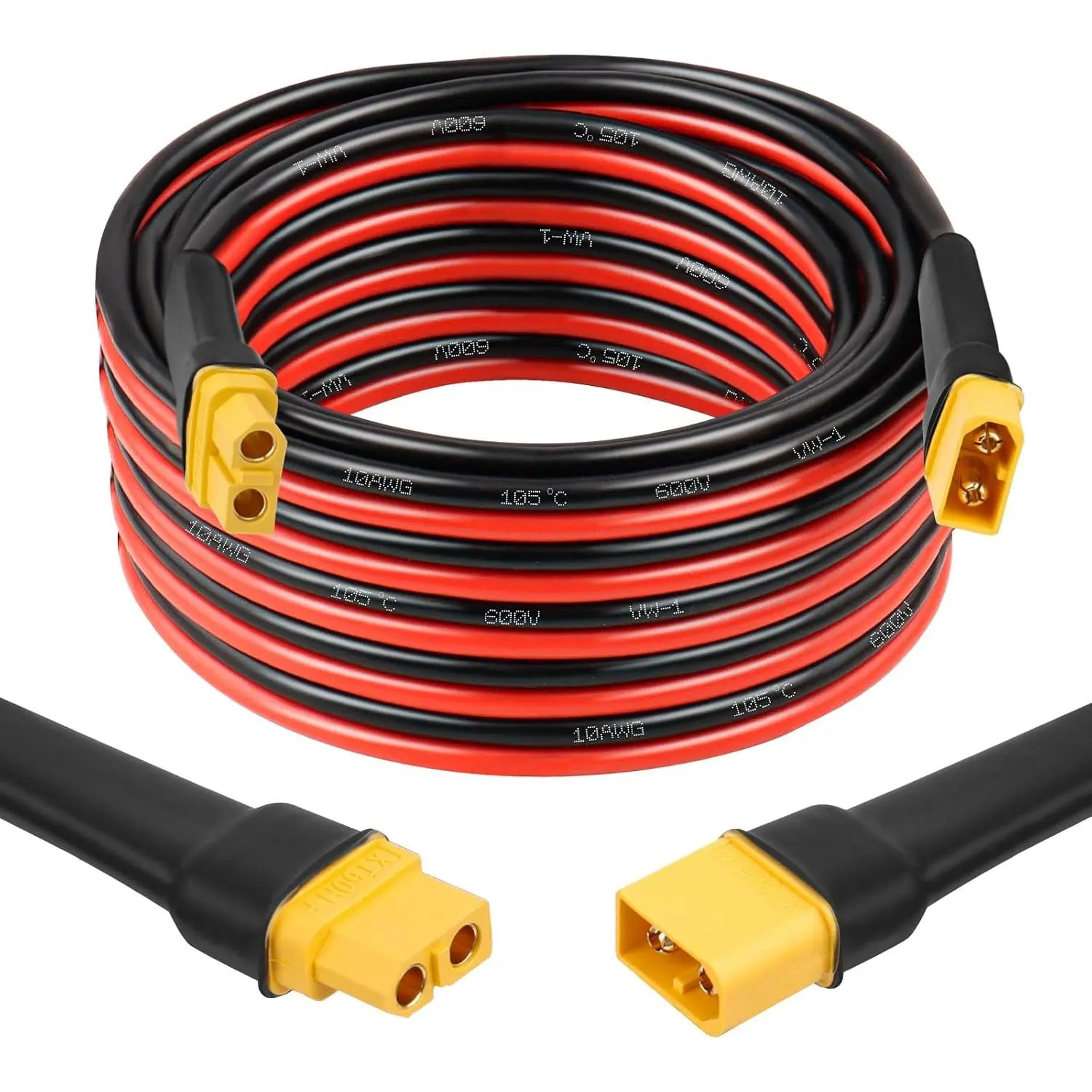 XT60 Extension Cable 10AWG 20FT XT60 to XT60 Cable with Male to Female Connector for Portable Power Station Solar Panel RC Battery