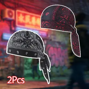 2pcs Pirate Cashew Nut Set Headpiece Strap Headscarf Street Dance Breathable Cycling Helmet Lining Sports Headpiece