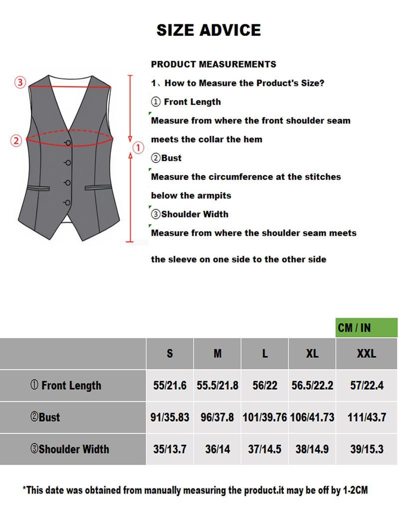 Women's Solid Button Front Vest, Elegant V Neck Sleeveless Waistcoat for Work Office Business, Ladies Spring & Fall Clothes