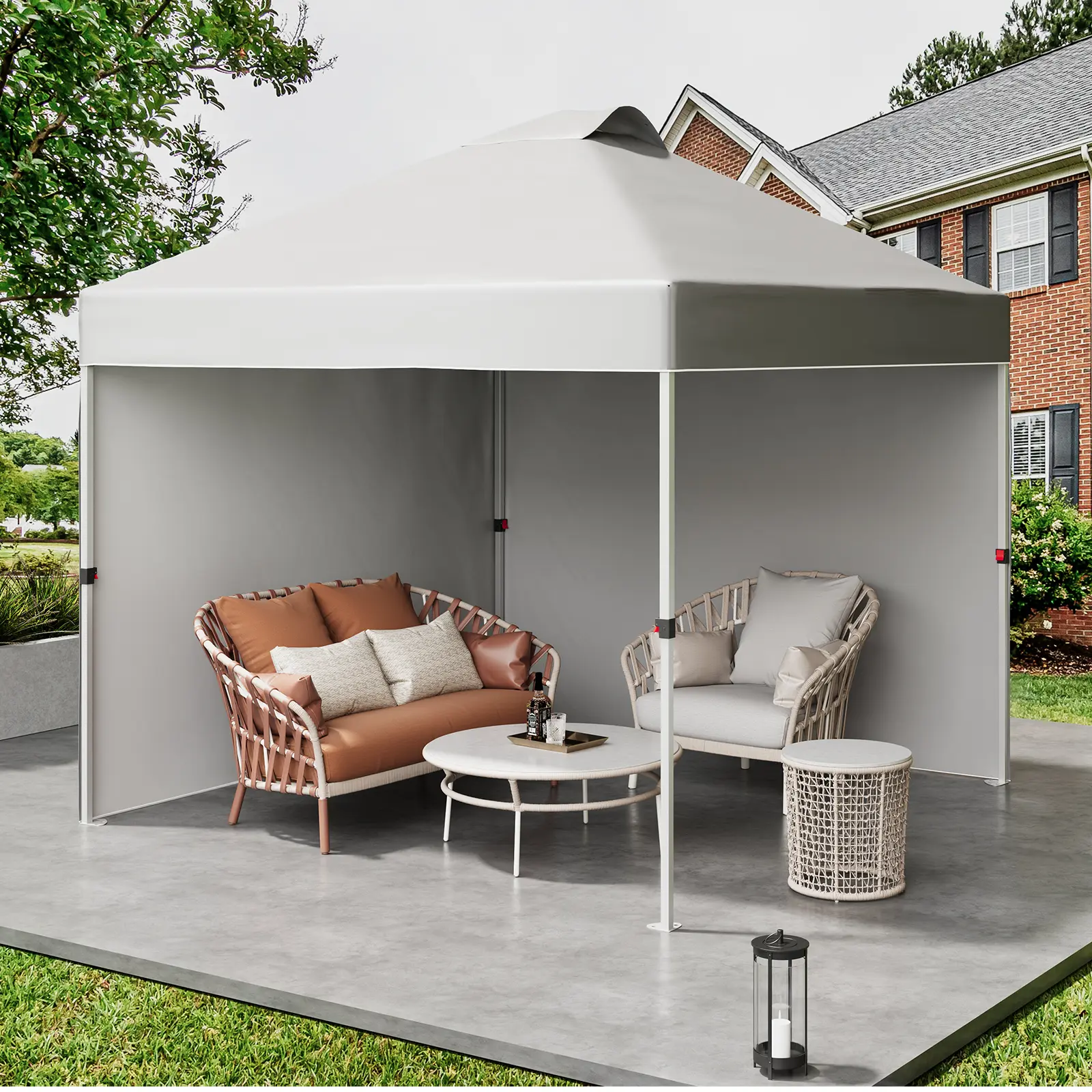 10x10 Pop-Up Canopy Tent Only, Portable Shelter for Kitchen Storage and Outdoor Use, Vented Roof, 2 Removable Sidewalls, Wheeled Carry Bag and Sandbags, Easy Setup for Camping, Picnic, Beach and Outdoor Parties