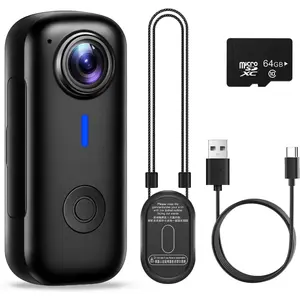 Mini  Camera 1080P,64G Thumb Action Camera, Wearable POV Camera, WiFi App Control,Thumb-Sized Portable Cam for Cycling, Travel and Daily Recording