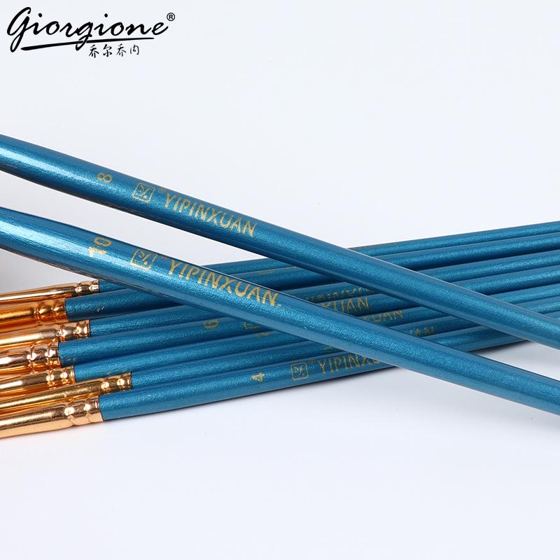 Art Pearlescent Blue Watercolor Brush Pens Set - 12 Nylon Gouache Oil Paint Brushes for Artists, Trendy Art Supplies