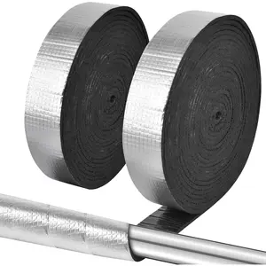 33ft 2" Outdoor Self-Adhesive Pipe Foam Insulation Wrap Tape, Aluminum Foil Finish for Winter Freeze Protection