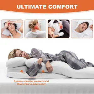 H-Shaped Side Sleeper Pillow with Arm Hole, Orthopedic Full Body Pillow with Foam Wedge, Removable Cover Sleep Pillow for Shoulder & Stomach Pain