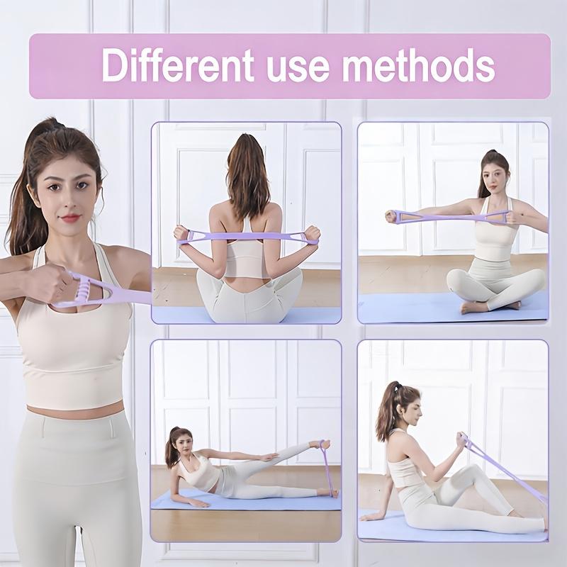 1cs Upgraded 8-Shape Fitness Bands with 3 Resistance Levels for Progressive Workouts, Figure 8 Resistance Bands with Comfort Handles,Shock-Absorbing for Arm,Back & Shoulder Stretch, Suitable for Yoga,Pilates&Stretching, Lightweight for Home & Gym Use