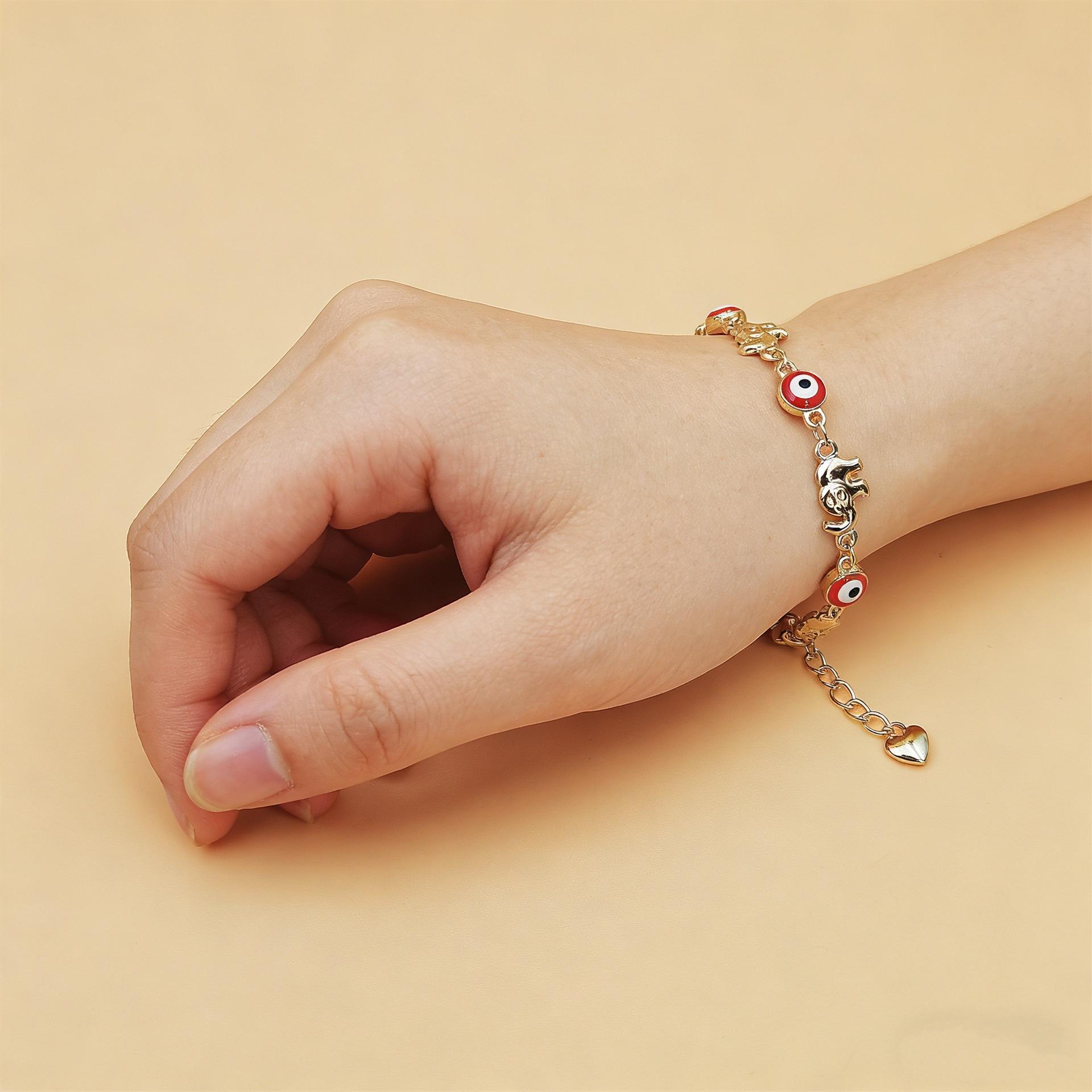 Boho Multicolor Evil Eye Bracelet for Women 18K Gold Plated Copper Chain Dainty Stackable Jewelry Trendy Aesthetic Accessory for Daily Wear Vacation Party Beach Outfits & Birthday Gifts