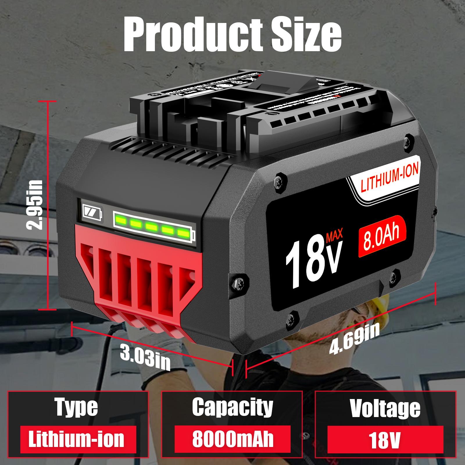 New 8.0Ah For Bosch 18V Li-Ion Battery BAT620 BAT609 Professional GBA 3165140791649