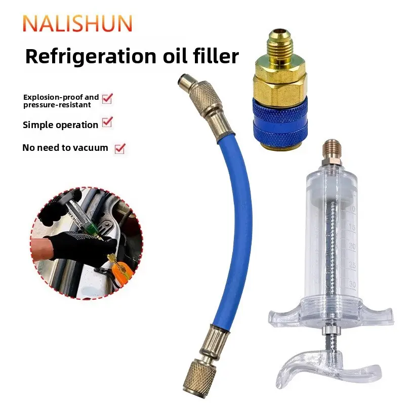 Automotive AC Dye Injector & Fluid Transfer Tool, Pure Liquid Oil & Coolant Filling Syringe, Leak Detection Kit for Cars