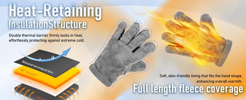 Winter gloves, unisex, waterproof, windproof, touchscreen compatible, and warm, suitable for outdoor running, cycling, and hiking in cold weather.