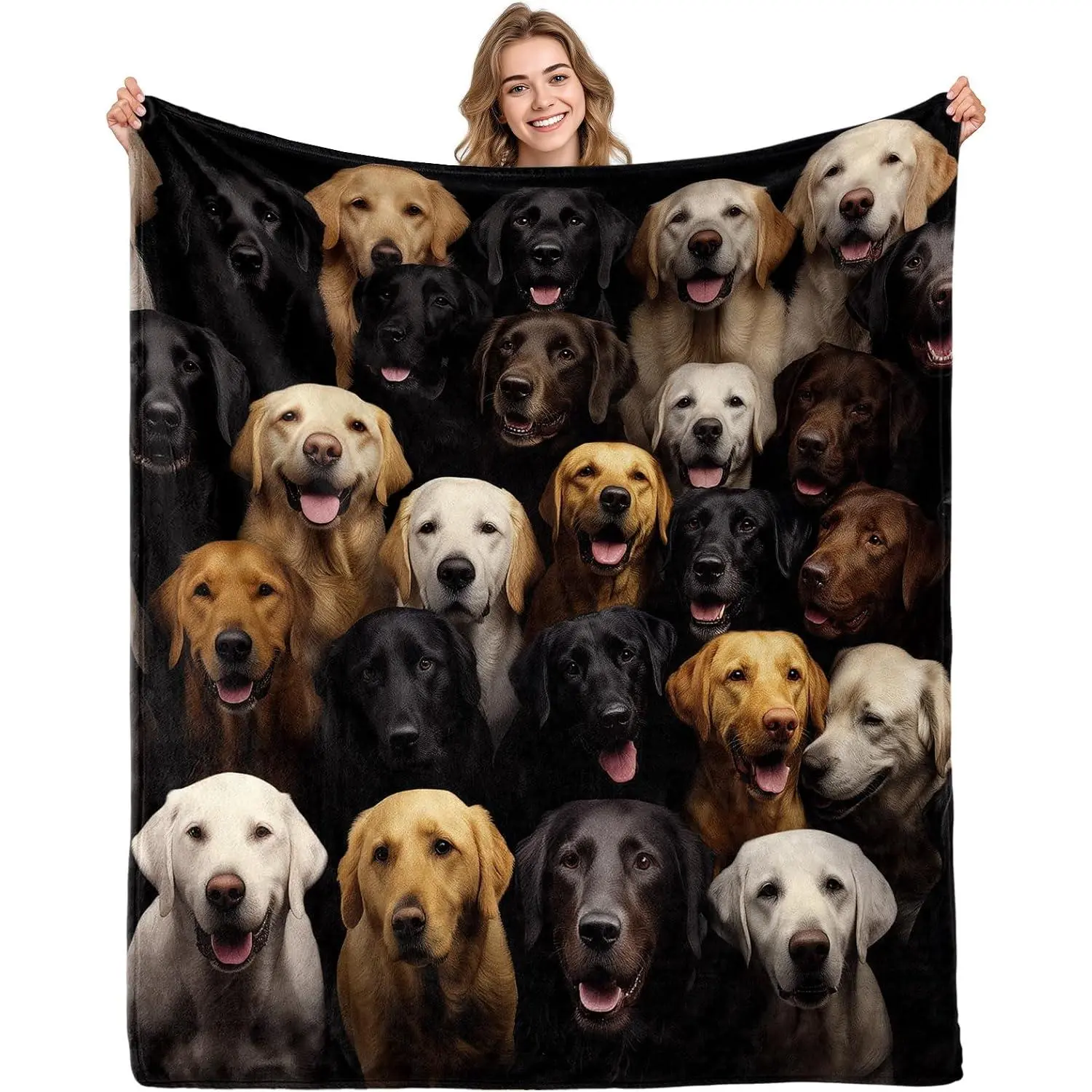Labrador Retriever Gifts Blanket for  Lover Labrador  Throw Blanket Cute Dogs  Gifts Blankets for Boys Girls for Birthday Christmas Golden Black Labradors Decor for Sofa Bed(50X60 Inch)