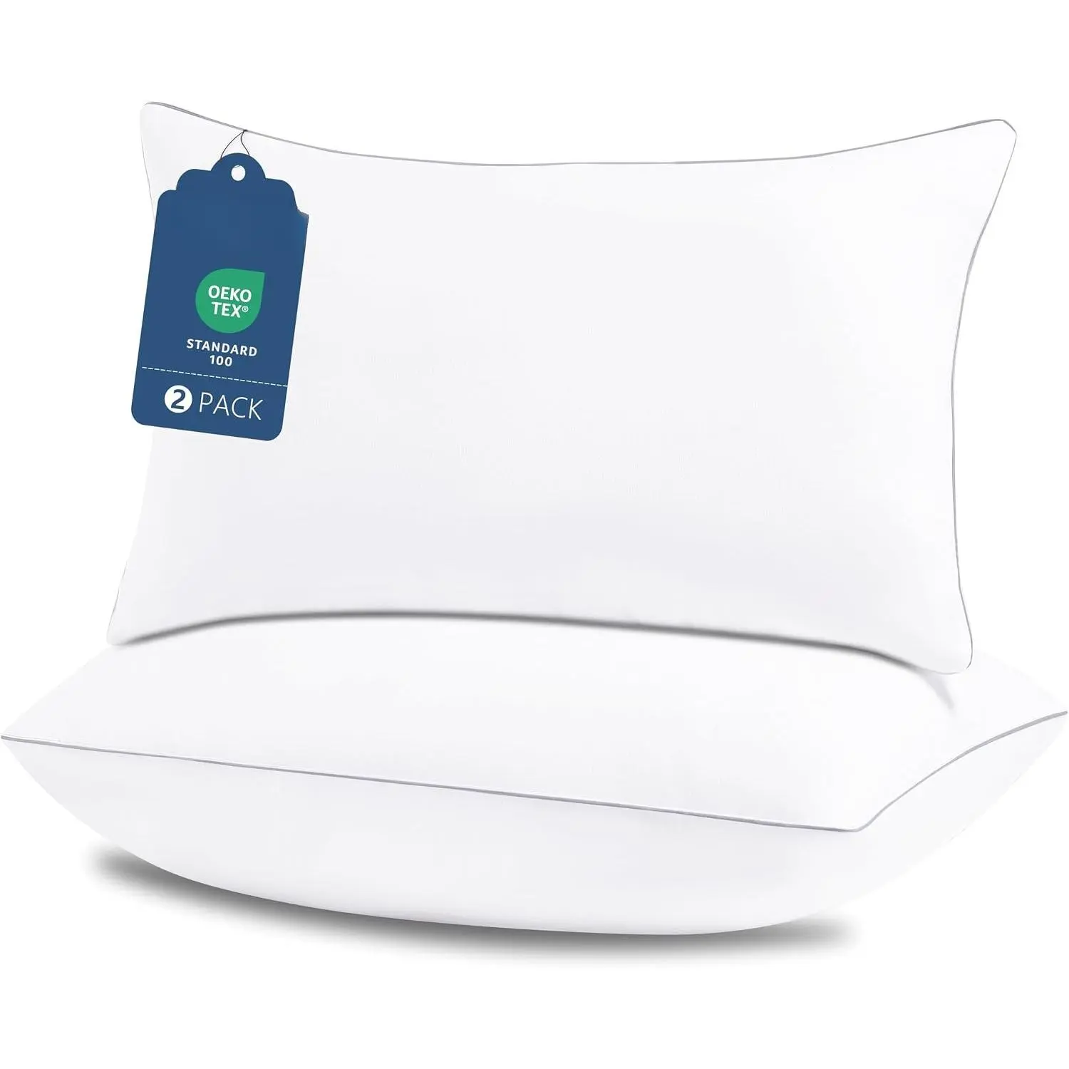 Soft Supportive Bed Pillows for Side and  Sleepers, Oeko-Tex Certified Down Alternative Filling, Hotel Quality  Sleeping Pillow, White,  - 18" x 28", 2 Pack