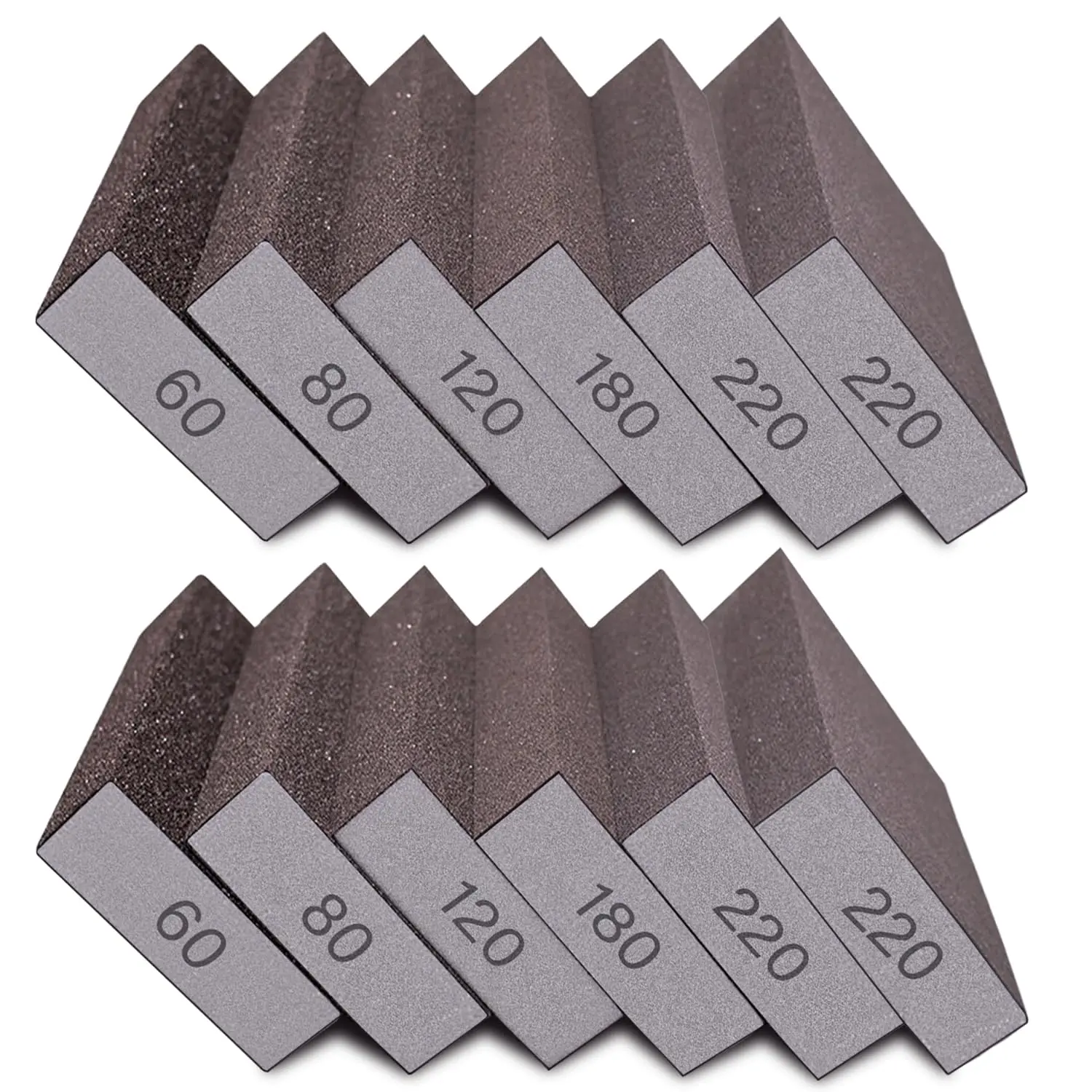 12 count Sanding Sponge 60/80/120/180/220 Grit Coarse Medium Fine Sanding Blocks for Drywall Metal  Washable and