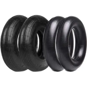 (2-Set) AR-PRO 4.80/4.00-8" Tire and Inner Tube Set - Universal Replacement Tires and Inner Tubes with 15.5" Outer Tire Diameter and 4.80" Tire Width - Fits on Dollies, Trolleys, Wagons, and More