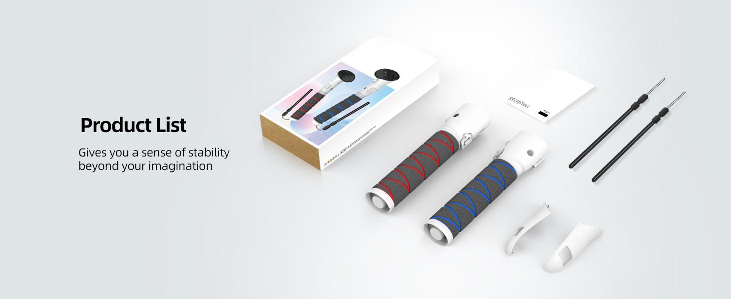 Handle Attachments Compatible with Meta/Oculus Quest 3/Quest 3S Controller Accessories, Controller Extension Grips for VR Game Gorilla Tag Long Arms Sticks,Beat Saber Handle