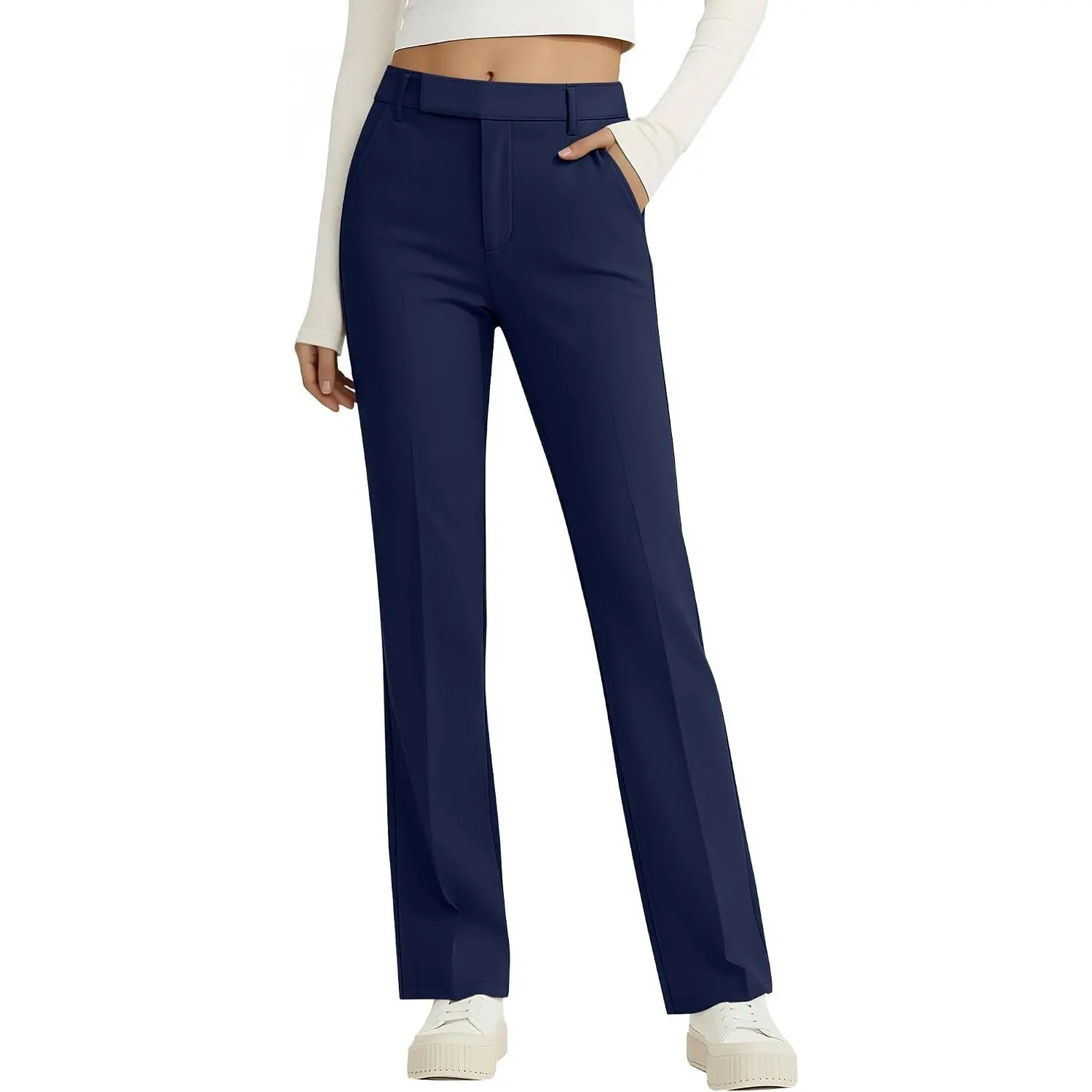 Girls School Uniform Pants Teen Dress Pants Adjustable Waist Preppy Casual Trousers with Pockets Kids 5-16 Years