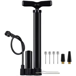 Bike Floor Pump, Bicycle Pump with Dual Presta & Schrader Valve Head, High Pressure Bicycle Tire Inflator, Portable Hand Air Pump for Road & Mountain Bikes, Strollers and Balls
