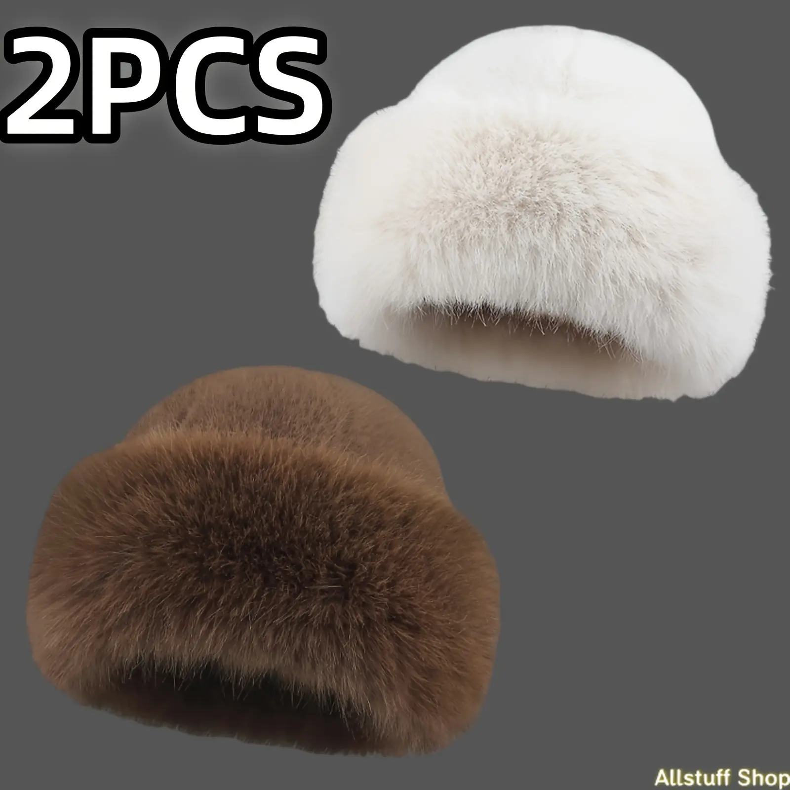 [Plush Warm Hats] 2pcs Plush Warm Hats 2pcs Women's Plush Warm Hats - Thickened Mongolian Hat for Autumn/Winter, Fashionable Look & Comfort in Cold Weather Outdoor Activities