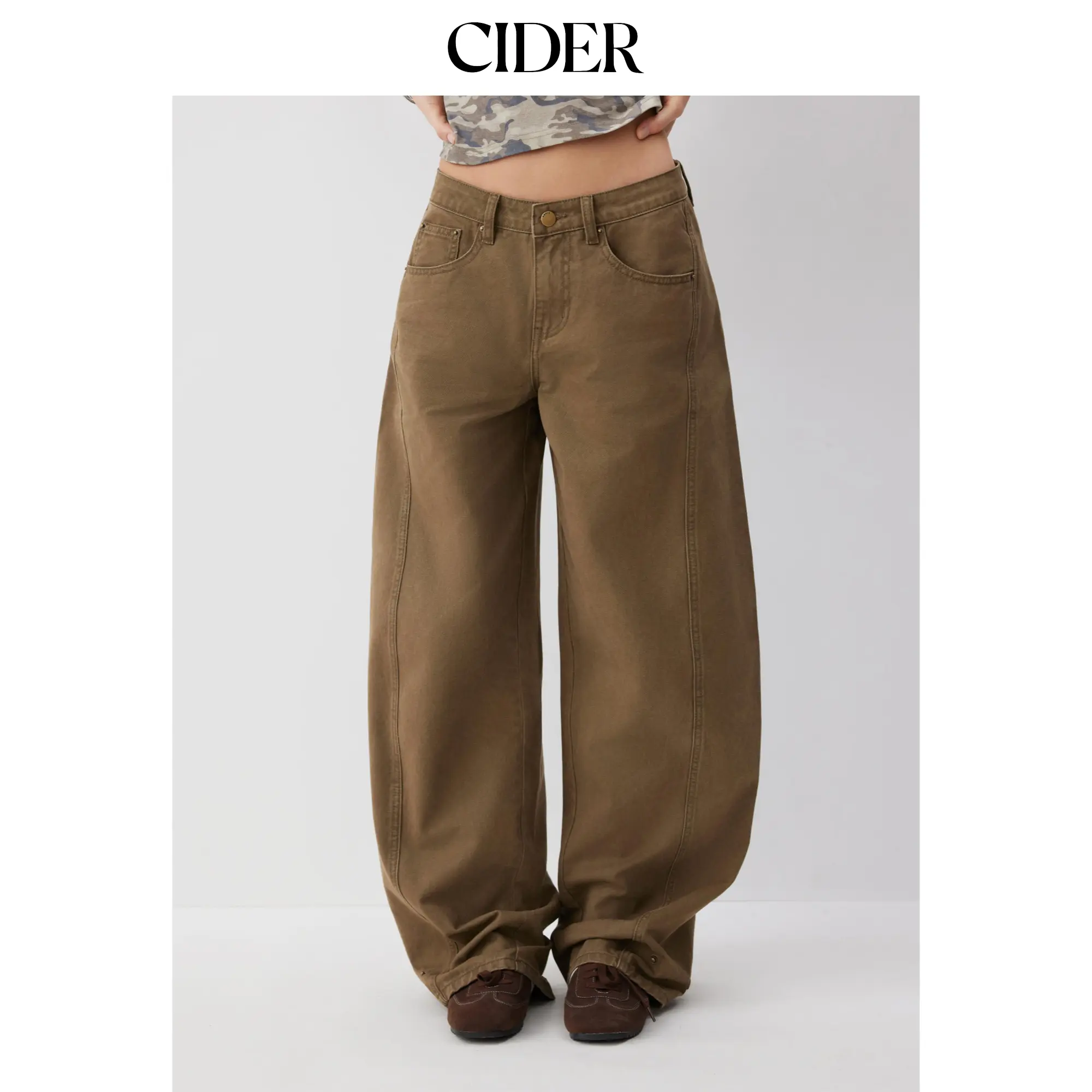 Cider Cider Denim Low Rise Barrel-leg Jeans