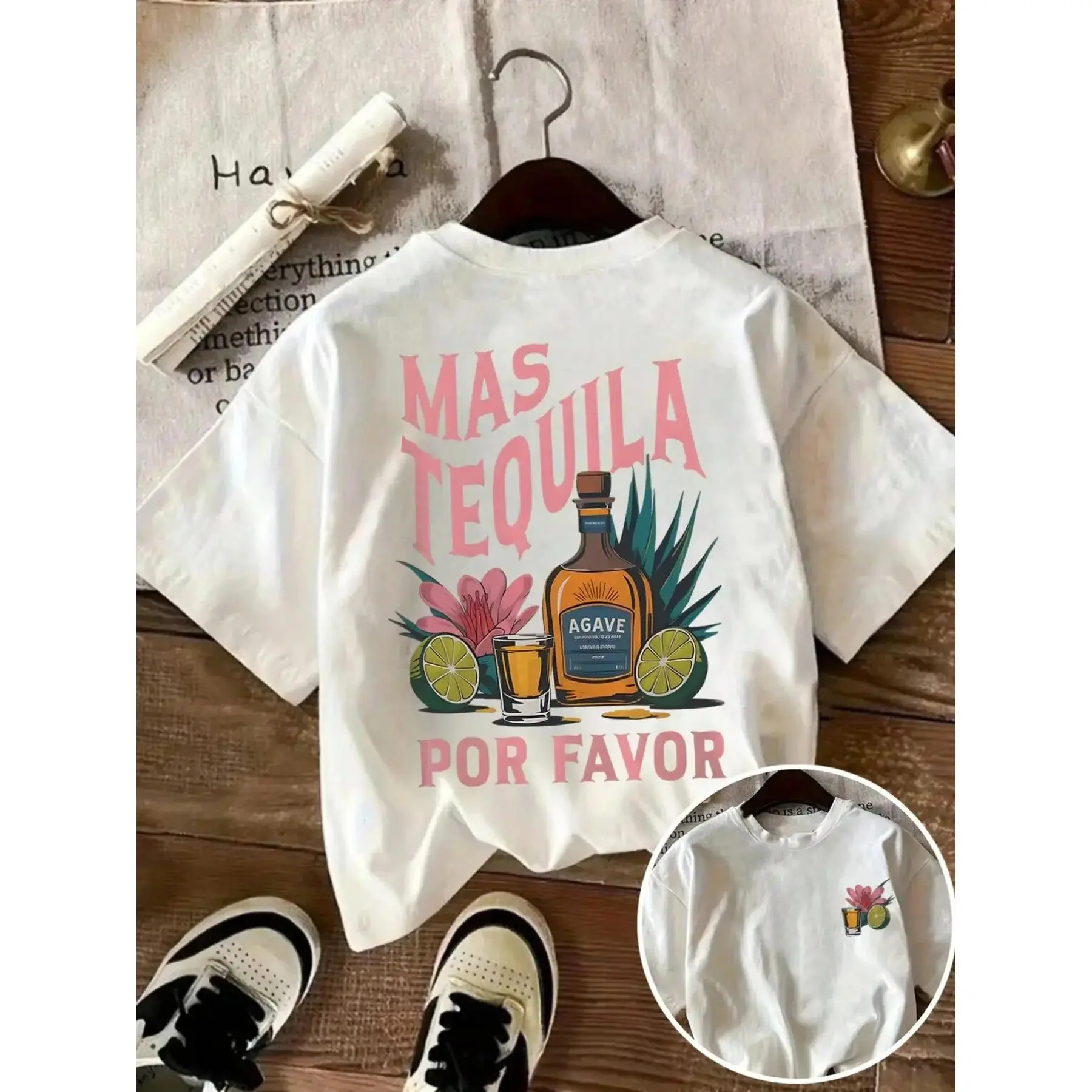 Graphic T-Shirt,  Summer Tee, Casual Summer Tops, Y2K Aesthetic Party & Vacation Top, Comfy Casual Shirt with Alcohol Print, Must-Have for Beach, Girls Trip & Festival Breathable