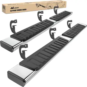 Nilight Running Boards for 2004 2005 2006 2007 2008 2009 2010 2011 2012 2013 2014 Ford F-150 Crew Cab 4 Full Size Doors 6 Inch Stainless Steel Bolt-on Side Step Nerf Bars Silver
