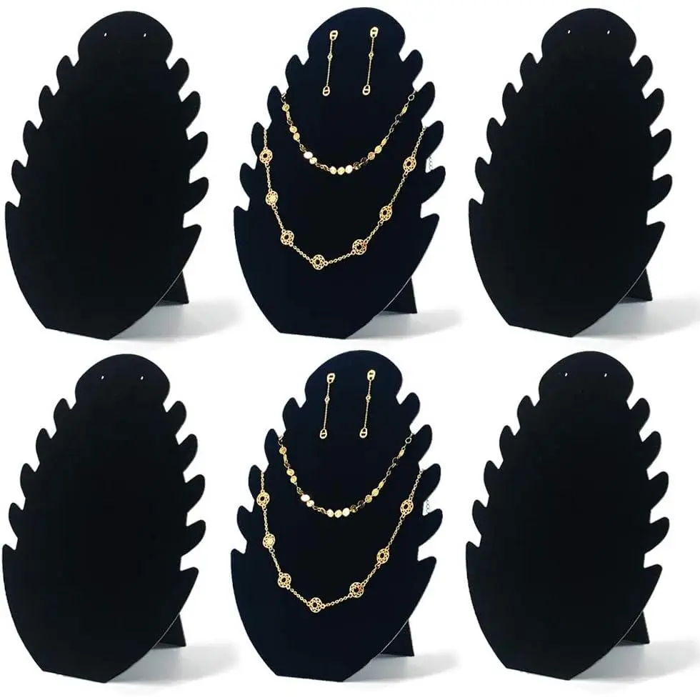 Jewelry Display Stand Necklace Display Stand, Jewelry Easel Necklace and Earing Set Display Large Capacity Necklace Holder Velvet, 6PCS