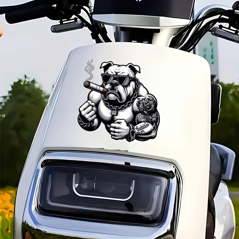 American Bulldog Stickers Car Decals - High-Quality PVC Scratch-Resistant Decorative Stickers for Cars, Motorcycles, Trailers, ATVs, and Laptops - Bold American Bulldog Design with Stylish Glasses and Tattoos, Vehicle Scratch Protection Cover |   Trendy A