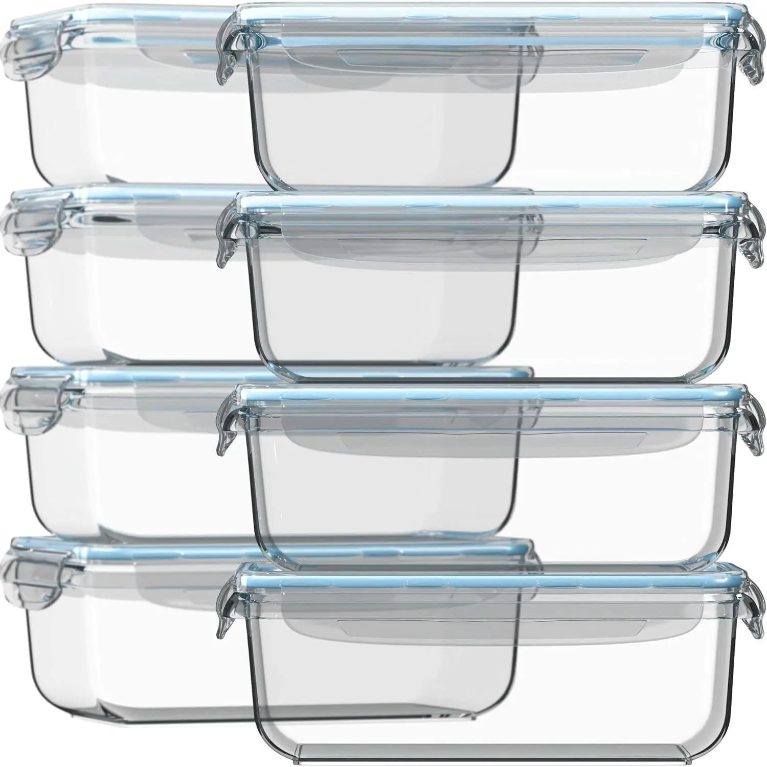 16 count (Set of 8) 30 Oz Glass Meal Prep Containers with , Airtight Large Glass  Storage Containers,  Leak Proof , Freezer to Oven and Dishwasher Safe