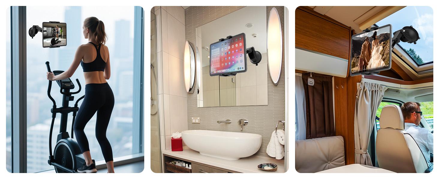 OHLPRO Tablet Holder Car, 360° Rotation Tablet Mounts, 18 cm, Extendable Arm + Washable Suction Cup, iPad Car Holder, Universal Windscreen & Dashboard for 5-13 Inch iPad, Sumsung, Smartphone