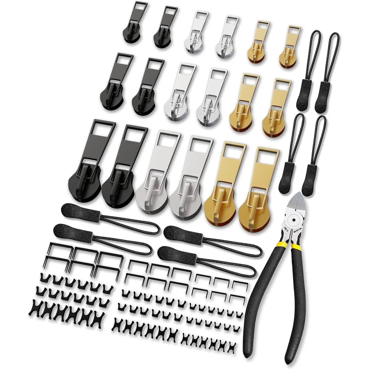 Upgraded 99PCS Zipper Repair Kit with Replacement Sliders, Pulls & Plier, Easy Install for Jacket Backpack Luggage, 3 Sizes #3 #5 #8