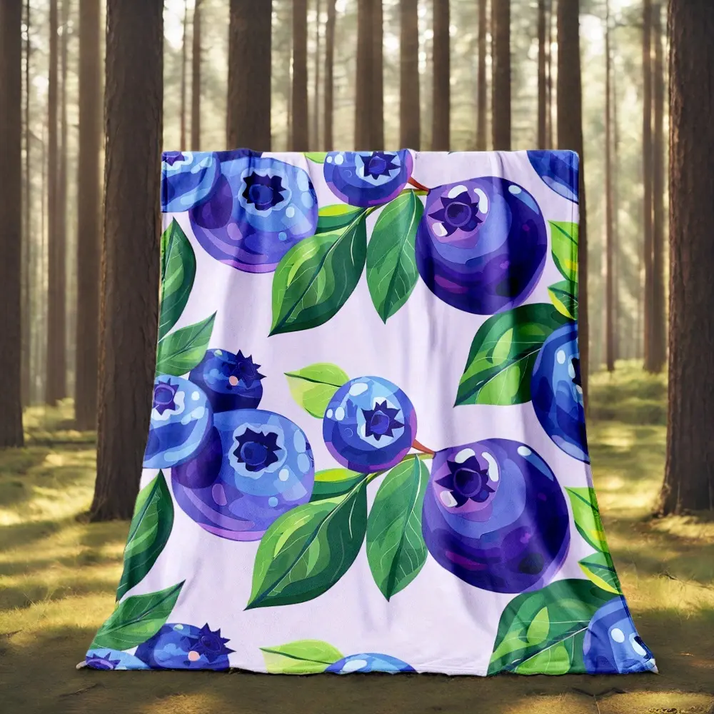 1Pc Fruit Blueberries Blanket Printed Thin Blanket. Seasonal Blankets Are Suitable For Travel, Camping, Sofas, Beds, Living Rooms, Soft And Nap Office Shawl Blankets, Air Conditioning Blankets, Bed Sheet Blankets, Camping Blankets, Gifts