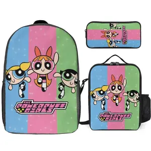 The Powerpuff Gi-rls Backpack 3 Piece Set Travel Daypack Combination, Back to School Gifts