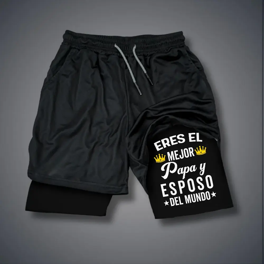 Double-Layer Sports Shorts Graphic Shorts Black Shorts Camo Shorts Streetwear Shorts Men Outfits Men Short Shorts Vacation Outfits Shorts
