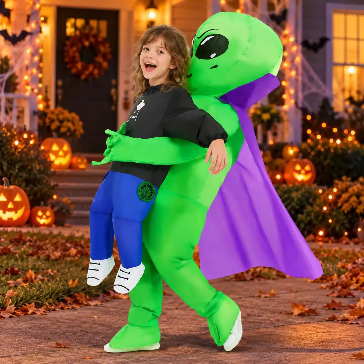 Halloween Costume for Adults Alien Abduction Inflatable Costume Funny Blow‑Up Suit for Party Cosplay