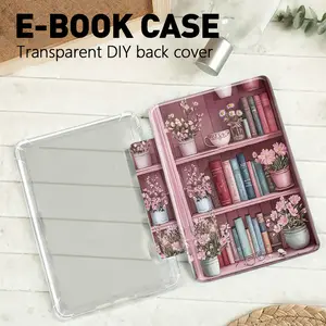 Vintage Pink Bookshelf Floral Kindle Case with Hand Strap, Auto Wake Sleep Smart Protective Cover for Kindle Basic 11th Gen 2024, Paperwhite 11th/12th Gen & Colorsoft 1st Gen, Cute Coquette Pastel Book Shelf Aesthetic E-Reader Shell, Shockproof Slim Folio
