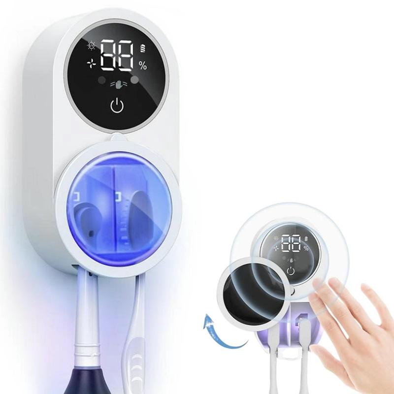 Wall Mounted Toothbrush Sterilizer, Rechargeable Toothbrush Holder, Toothbrush Cleaner with LED Smart Screen, Personal Care Appliances, Bathroom Accessory