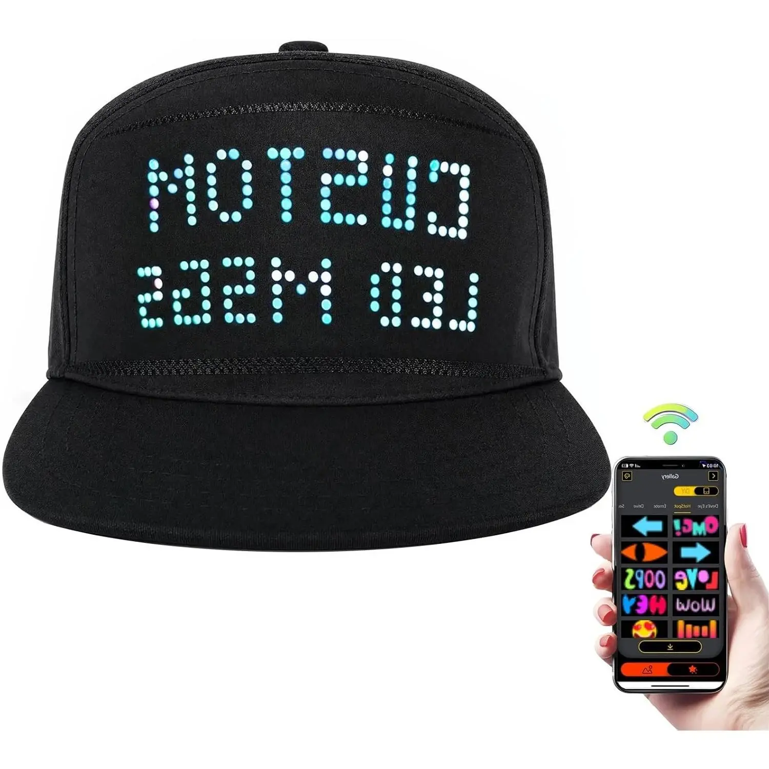 LED Hat with Programmable Scrolling Message DisplayGift