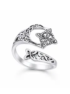 Vintage Geometric Hollow Celtic Witch Knot Open Adjustable Ring, Hecate Protection Talisman Jewelry, Pagan Witchcraft Ritual Amulet, Mystical Unisex Daily Accessory, Ideal Gift for Him & Her