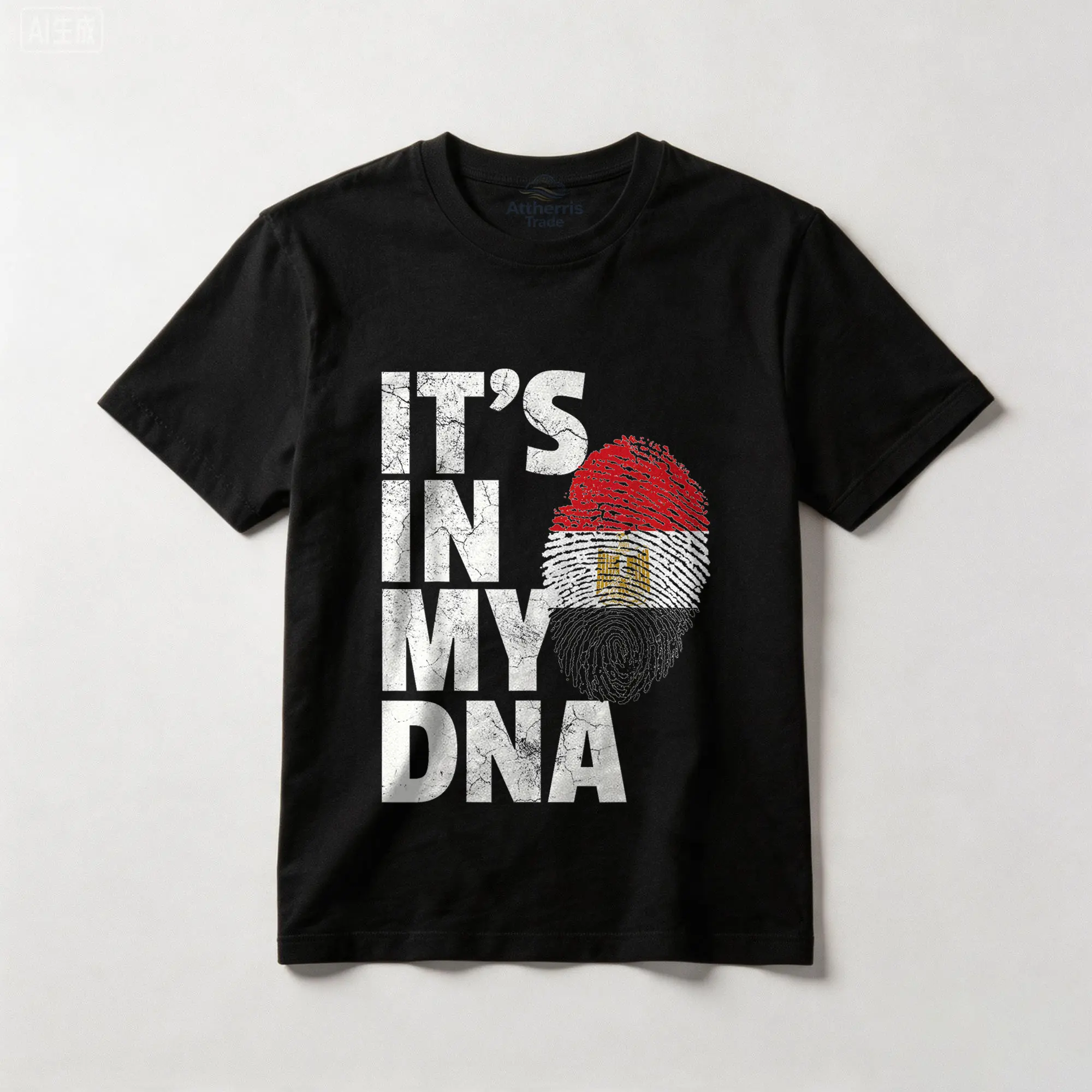 It's in My DNA Egypt Egyptian Flag Cotton T-shirt, Graphic Crew Neck Soft Top Short Sleeve Casual Unsex Shirt for Men Women