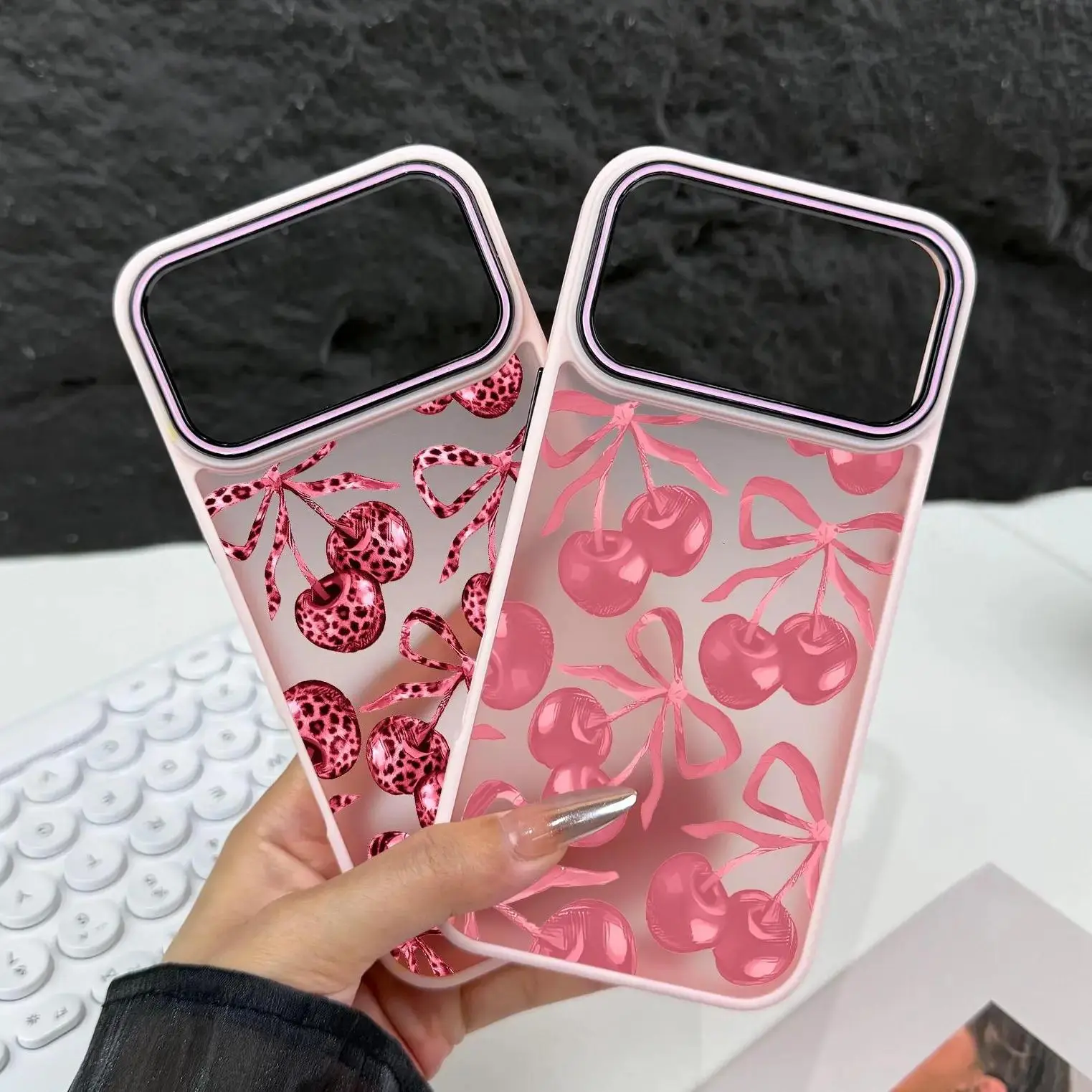 Cherry Pattern Phone case for iPhone 17Pro Max Air 16Plus E 15 14 13 12 11 cases,Shockproof Drop,Protection Durable,Protective Silicone Cover,Gifts for Girls.JL33 Smartphone Screen Protector
