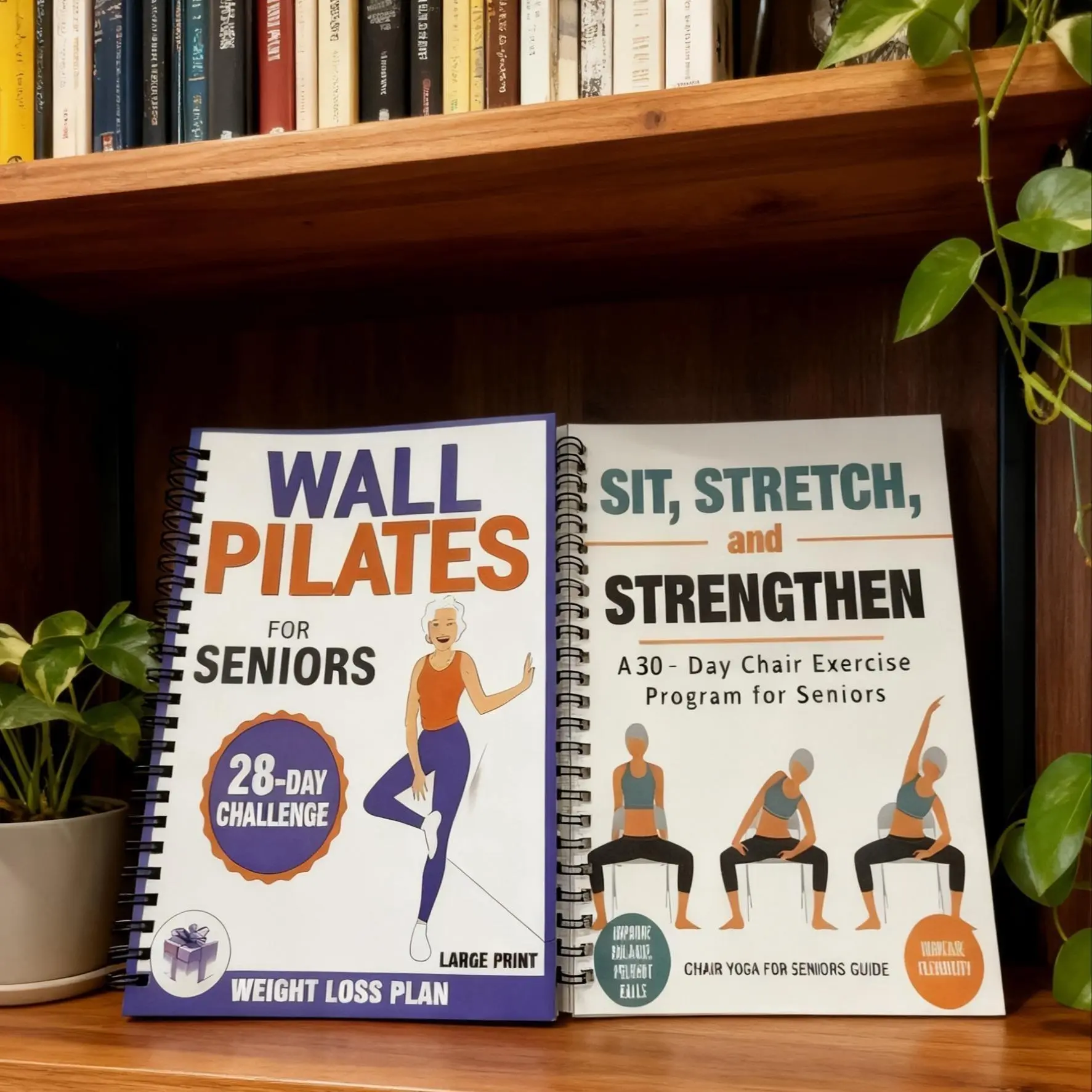 Wall Pilates and Yoga Guide Set, 112 Pages Workout Plan for Seniors and Beginners, Whole Body Workout, Full Body Workout, Weight Loss, Balance, Strength Training