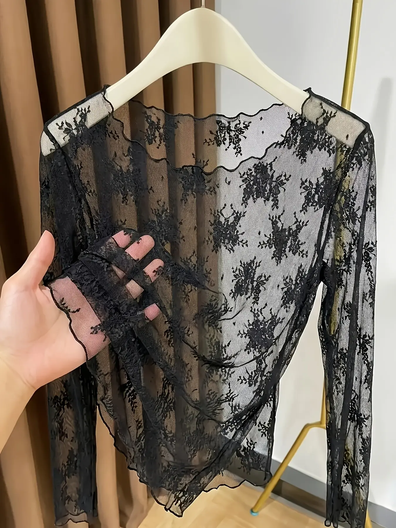 Lace Mesh Top for Plus Size Women, Sheer Layering Shirt, Conceals Belly Fat, Slimming Effect, Comfortable & Stylish Design
