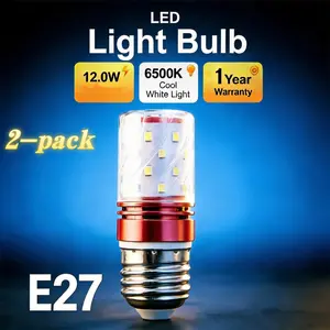 1-pack/2-pack LED bulbs, 12W, 6500K, white light, E27 screw-in energy-saving bulbs, high-power, suitable for various settings, lighting