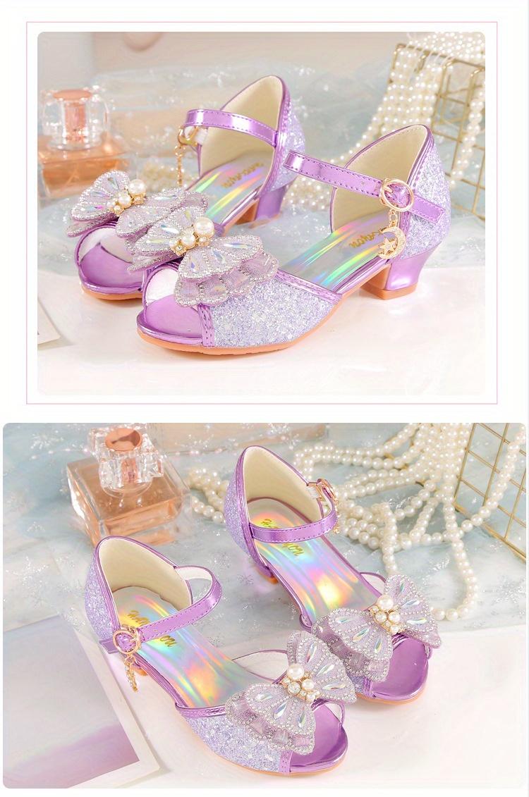 Summer New Children's Princess Shoes Girls' High Heels Baby Sandals Medium And Large Children's Girls' Fashion Crystal Shoes Formal Casual