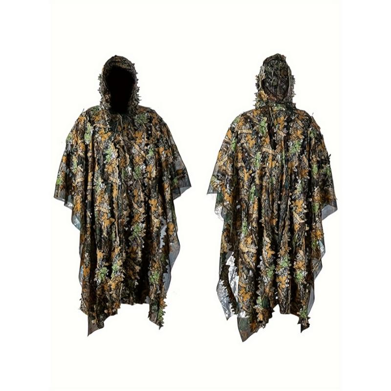 Maple Leaf Camouflage Outfit for Survival Games, Featuring a Mesh Hood And One-Size-Fits-All Design, Perfect for Outdoor Birdwatching, Hunting, Outdoor Activities, And Stealth Games. Suitable for Sizes S-XL.