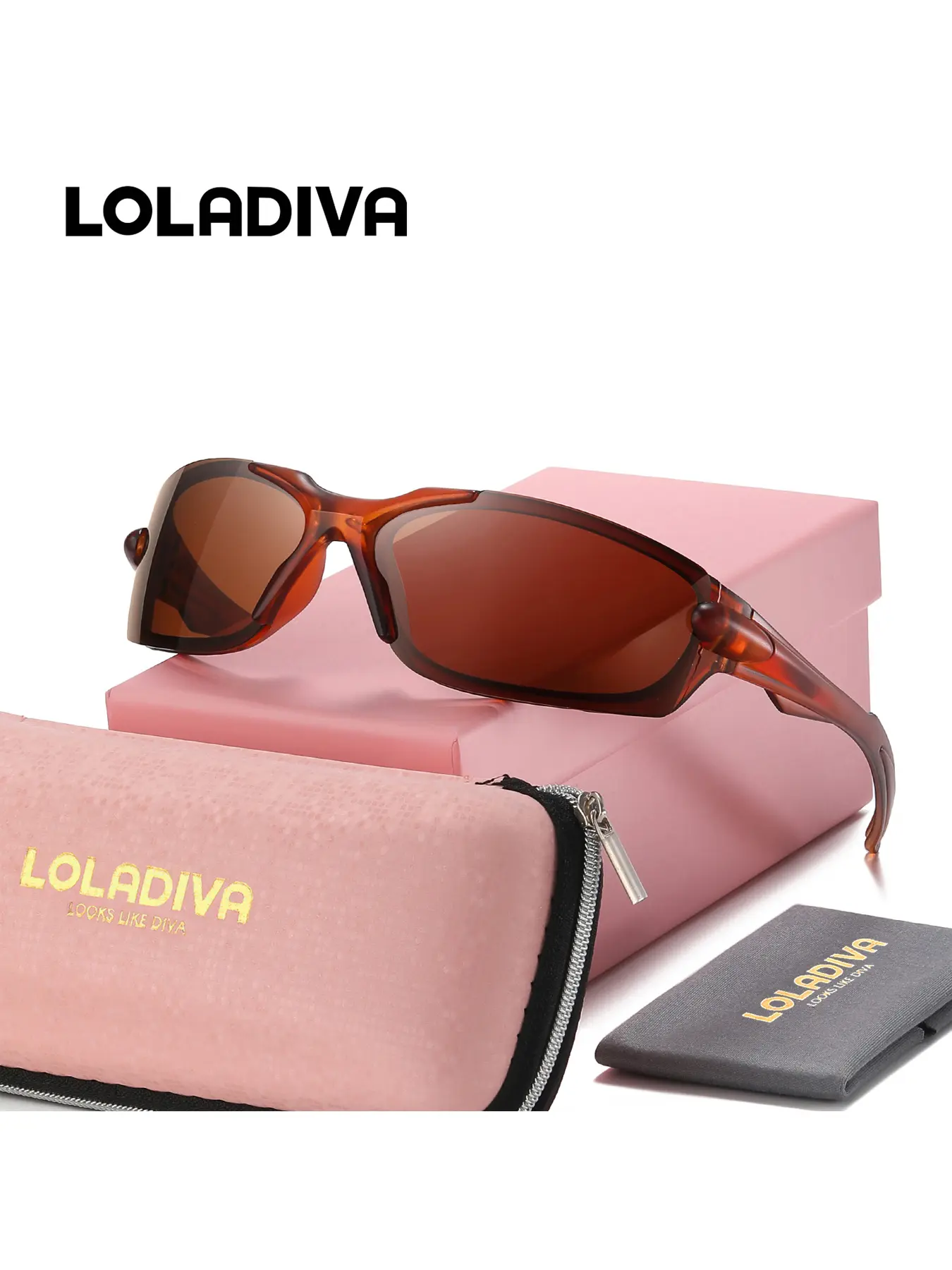 LolaDiva 1 Piece Unisex Subtle Style Full Frame Sunglasses Refined Functional Rectangular Frame Sunglasses UV400